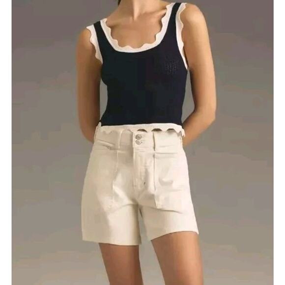 Anthropologie Pilcro Wanderer White Denim Jean Shorts Women 30 High Rise 8 - Picture 4 of 14